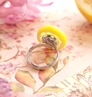 Handmade Polymer Clay Earrings, Necklace and Ring. Lemon