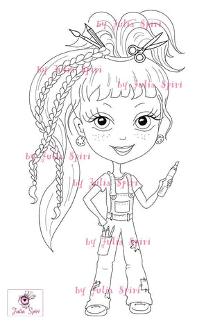 Coloring page. Crafty Girl - The Art of Julia Spiri