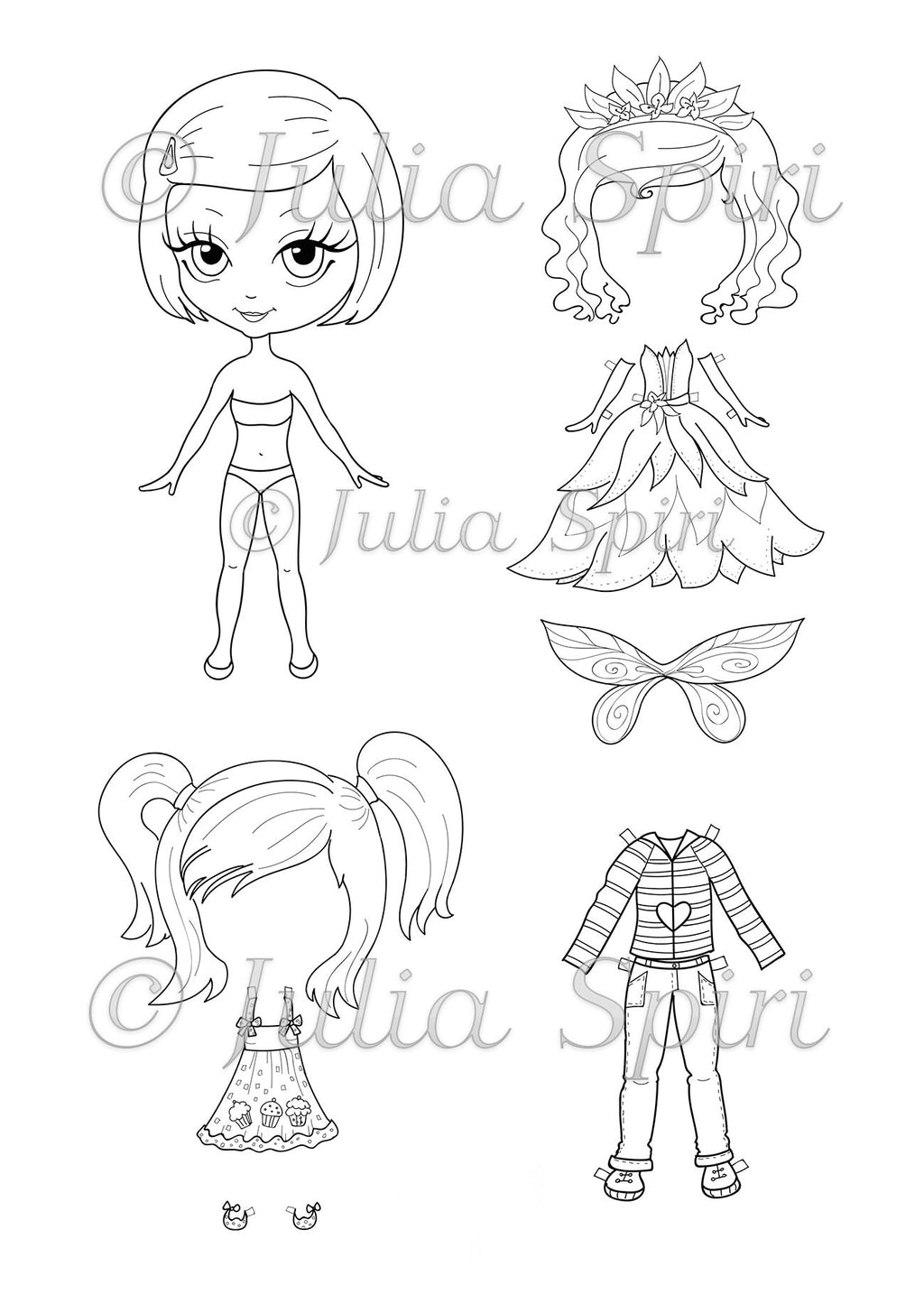 Wednesday Paper Doll Coloring Sheet
