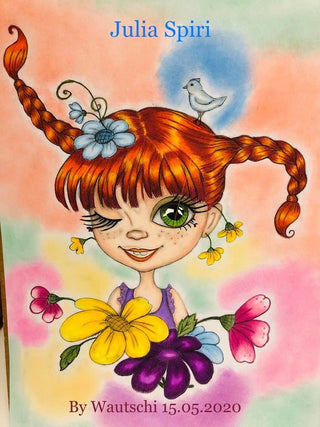 Coloring Page, Funny Girl. Pippi - The Art of Julia Spiri