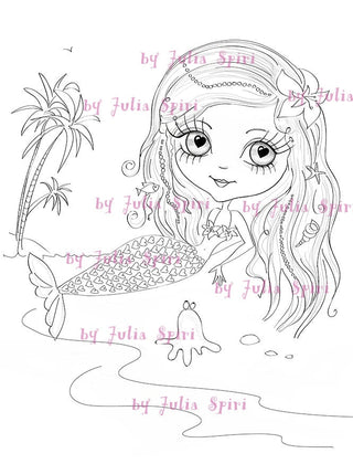 Coloring page. Mermaid & Octopus - The Art of Julia Spiri