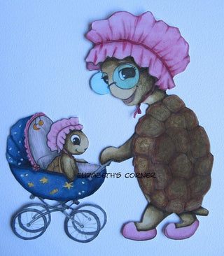 Coloring Page. Turtle Grandma with grandchild - The Art of Julia Spiri
