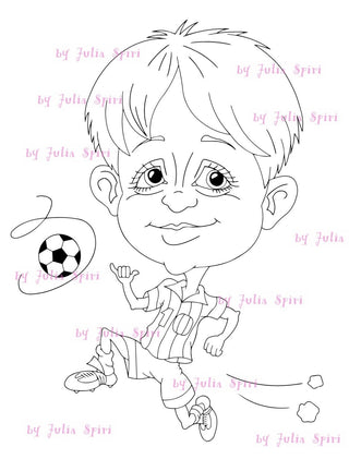 Coloring Pages, Boy Footballer, Sport. Football - The Art of Julia Spiri