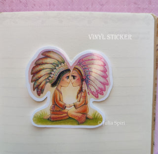 Vinyl Sticker, Washi Sticker, American Indians. Love is - The Art of Julia Spiri