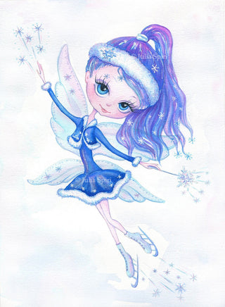 Watercolor Original Painting. Snow Fairy - The Art of Julia Spiri