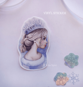 Weatherproof Vinyl Sticker, Washi Sticker. Winter Queen - The Art of Julia Spiri