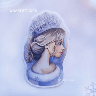 Weatherproof Vinyl Sticker, Washi Sticker. Winter Queen - The Art of Julia Spiri
