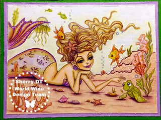 Coloring Page, Mermaid, Siren in Sea. Coralia