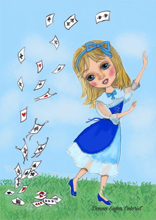 Coloring Page, Alice in Wonderland: Alice and Cards. You’re nothing but a pack of cards! - The Art of Julia Spiri