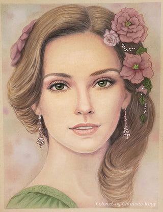 Grayscale Coloring Page, Beautiful, Women Portrait. Lucrecia