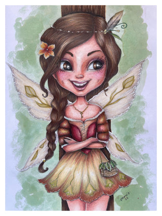 Coloring Page, Happy Fairy. Smile
