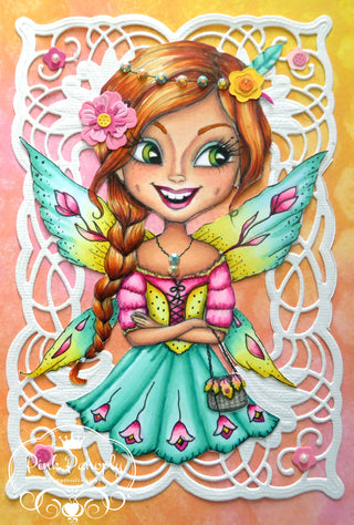 Coloring Page, Happy Fairy. Smile