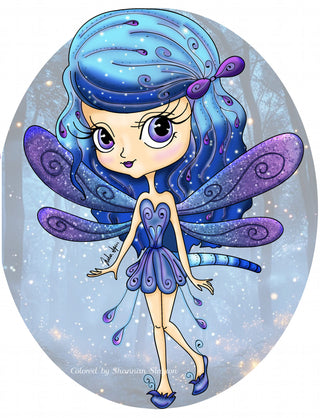 Coloring pages, Whimsy Girl. The Little Dragonfly