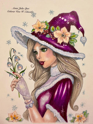 Grayscale Coloring Page. The Winter Sorceress