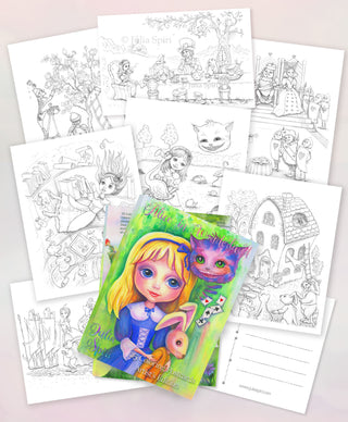 Coloring Postcards Set, Artist's Edition. Alice in Wonderland