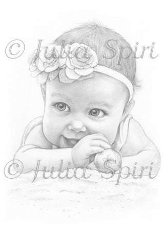 Grayscale Coloring Page. Baby Girl