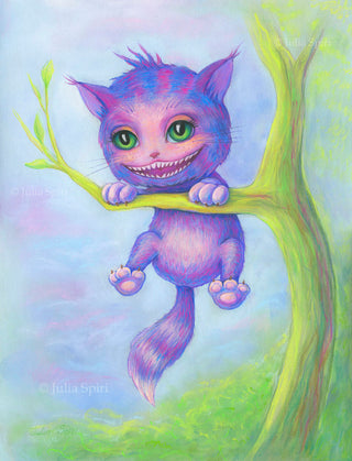 Original Pastel Painting. Cheshire Cat