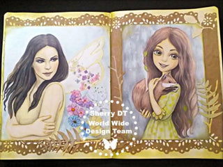 Grayscale Coloring Page, Fairy Girl Portrait. Anais