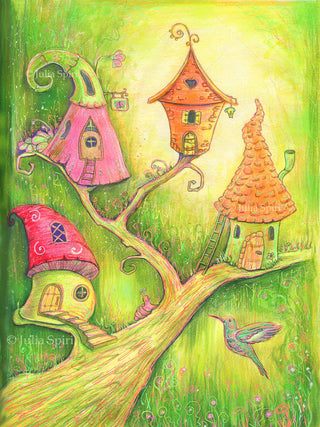 Coloring Page. Fairy Houses