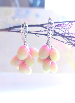 Handmade Polymer Clay Earrings. Grape Cluster