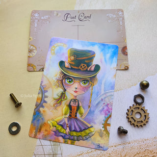 Postcard, Steampunk Cat Girl. "Steampunk"