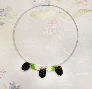 Handmade Polymer Clay Necklace. Blackberry