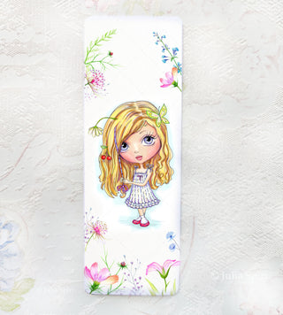 Bookmark for Books. Whimsical Creatures. Girl with hair wrap