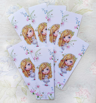Bookmark for Books. Whimsical Creatures. Girl with hair wrap