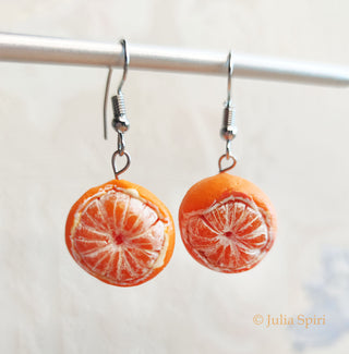 Handmade Polymer Clay Earrings. Mandarins