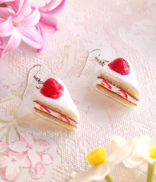 Handmade Polymer Clay Earrings. Strawberry Cakes