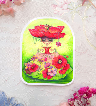 Vinyl Sticker, Floral Whispers. Flower Dress