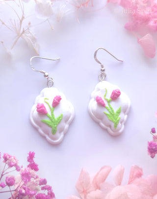 Handmade Polymer Clay Earrings. Miniature of Flowers