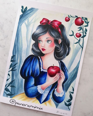 Grayscale Coloring Page, Fairy Tale. Snow White