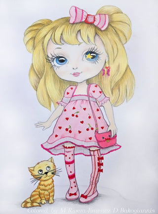 Coloring Page, Whimsy Cute Girl. Lili doll