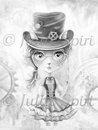 Coloring Pages, Steampunk Cat Girl. Lulu Cat Girl