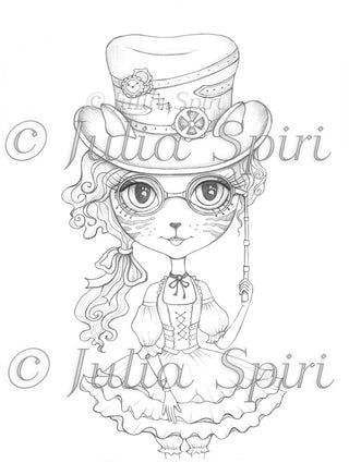 Coloriages, Steampunk Cat Girl. Lulu fille chat