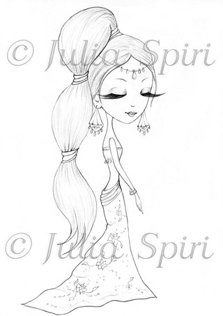 Coloring page, 1001 nights Fairytale, Arabian Girl. Scheherazade - The Art of Julia Spiri