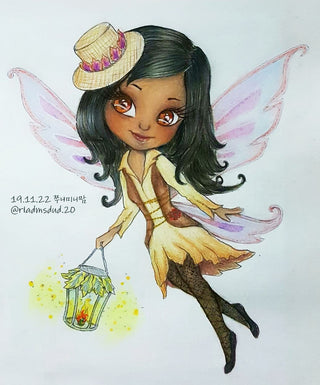 Coloring Page, Fantasy Fairy with Flashlight. Lucille