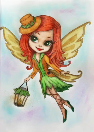 Coloring Page, Fantasy Fairy with Flashlight. Lucille