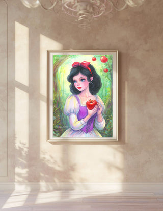 Original Watercolor Painting. Snow White