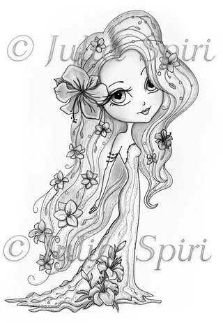 Coloring page, Garden Dweller, Whimsy Gril. The Flower Girl