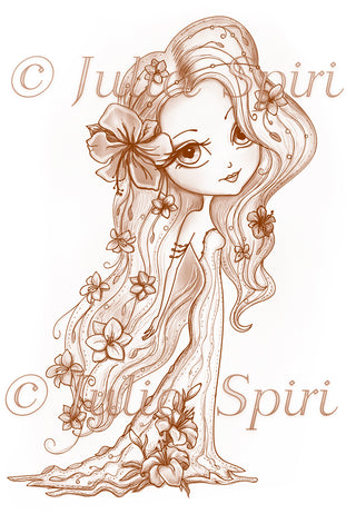 Coloring page, Garden Dweller, Whimsy Gril. The Flower Girl