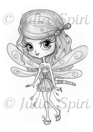 Coloring pages, Whimsy Girl. The Little Dragonfly