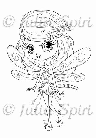 Coloring pages, Whimsy Girl. The Little Dragonfly