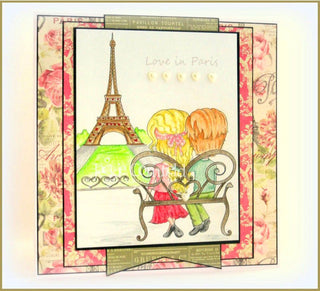 Coloriage, garçon et fille. L'amour à Paris