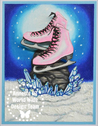 Páginas para colorear de patines de hielo en escala de grises, sello digital, Digi, invierno, patinaje artístico, patinador.