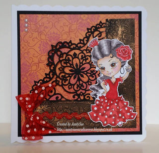 Dibujo para colorear, Chica Flamenca Española. pequeña carmen