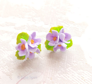 Handmade Polymer Clay Earrings. Lilac