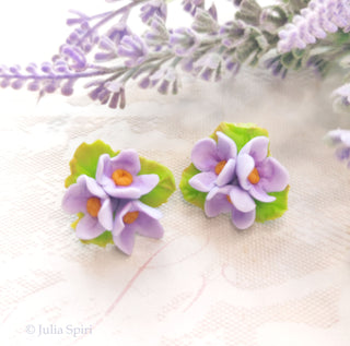 Handmade Polymer Clay Earrings. Lilac