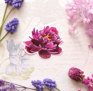 Vinyl Sticker, A Peony Palette. Purple Peony